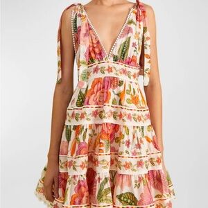 Farm Rio Macaw Bloom Tie-Shoulder Dress